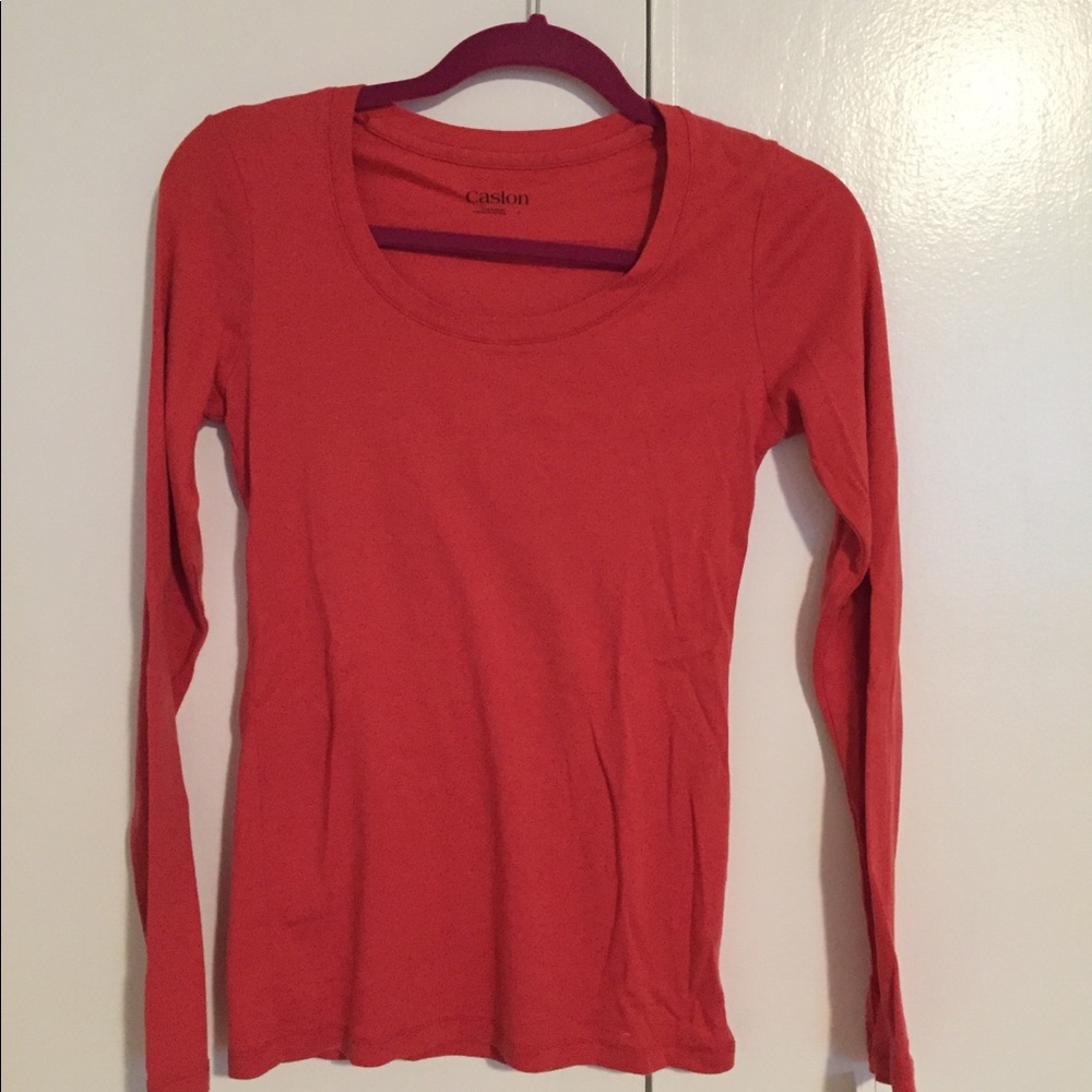 Sienna colored small Caslon cotton long sleeve T